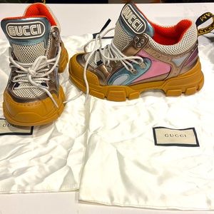Gucci Metallic multicolor mesh and leather Flashtrek sneakers size 6.5 women’s
